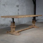 Landelijke eiken kloostertafel in hoogte verstelbaar
