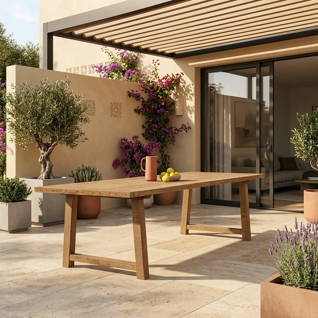 Gartentisch aus Holz – Tischplatte 4cm stark – Klostertisch – T20